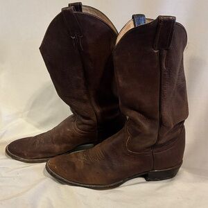 VINTAGE LARRY MAHAN Men Brown LEATHER COWBOY WESTERN BOOTS Size 10